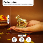 Pure Brass Kamdhenu Cow with Calf Idol for Vastu, Pooja & Home Decor