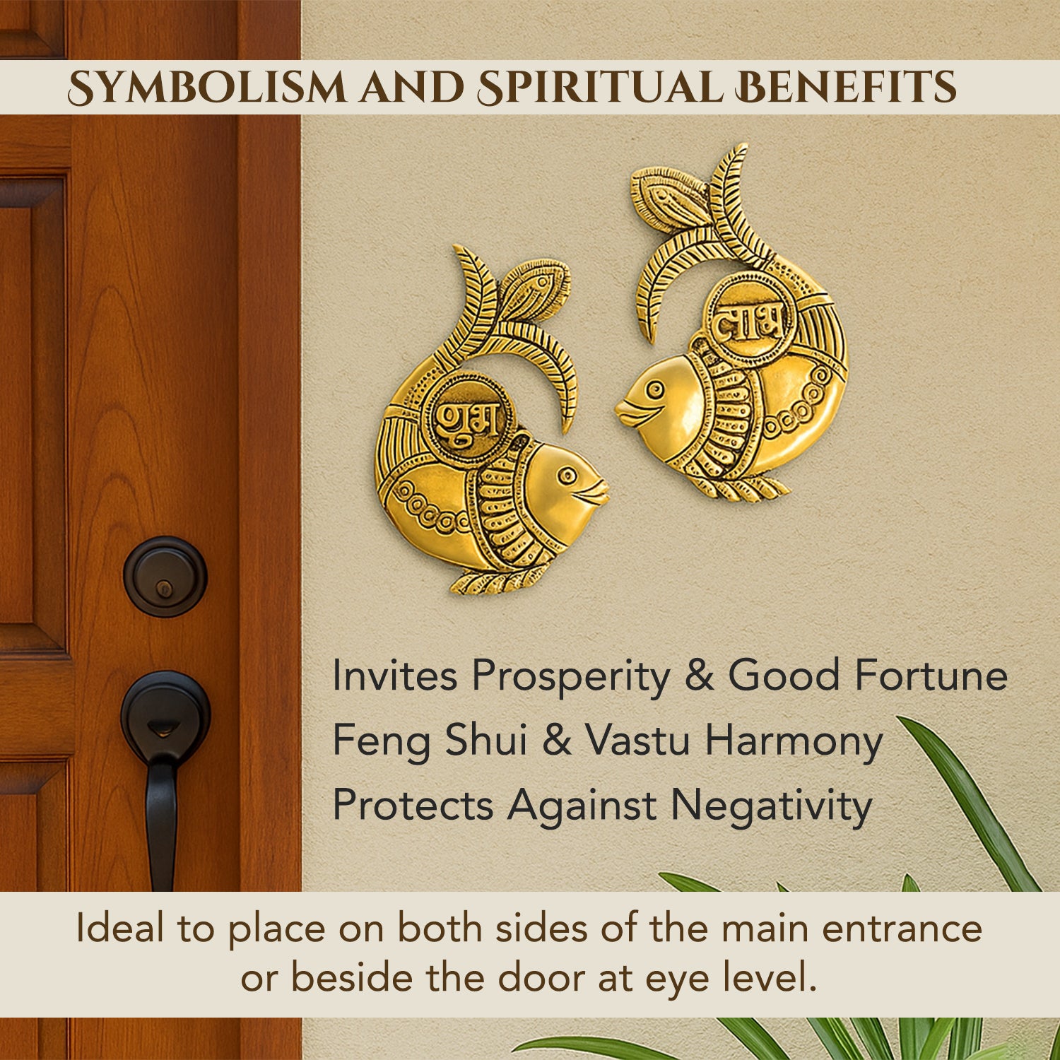 Pure Brass Shubh Labh Wall Hanging for Vastu , Office , Home Decor & Gifting