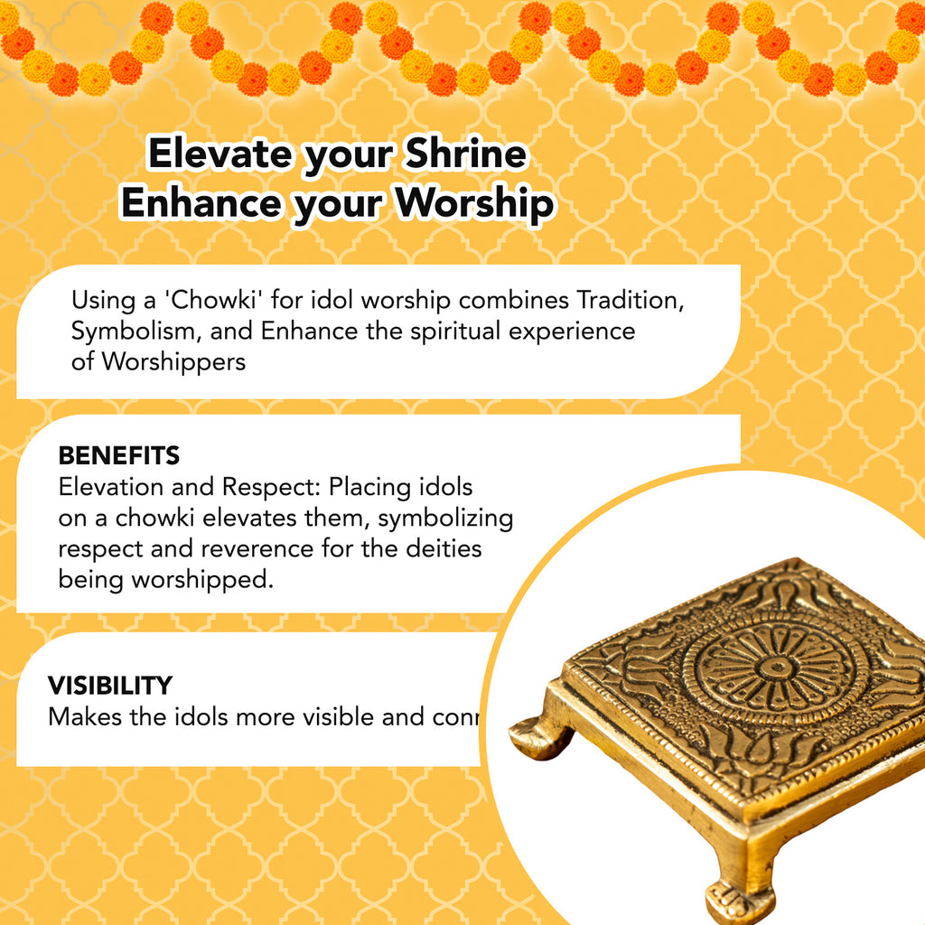 Pure Brass Chowki for God Idols & Puja Decoration