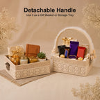 Floral Empty Gift Hamper Basket with Detachable Handle
