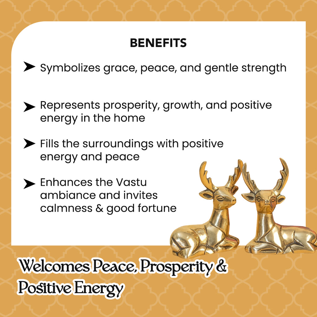 Brass Deer Showpiece Pair with Gift Box for Housewarming, Wedding & Gifting
