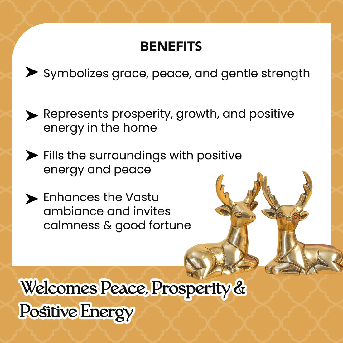 Brass Deer Showpiece Pair with Gift Box for Housewarming, Wedding & Gifting