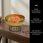 Gold Urli Bowl with Stand for Home Decor, Table Decor, Diwali Decoration & Gifting