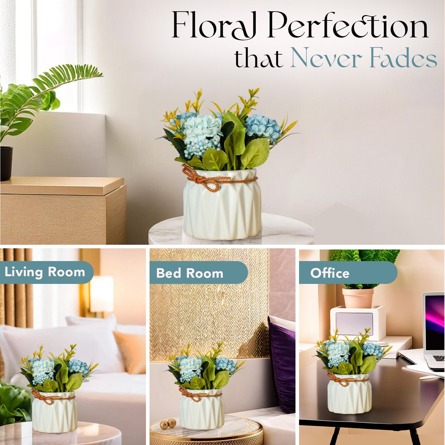 Chrysanthemum Artificial Flowers with Ceramic Vase for Home Decor , Office & Table Decoration (Copy)