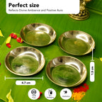 Brass Small Pooja Thali Set of 4 for Pooja, Home & Temple