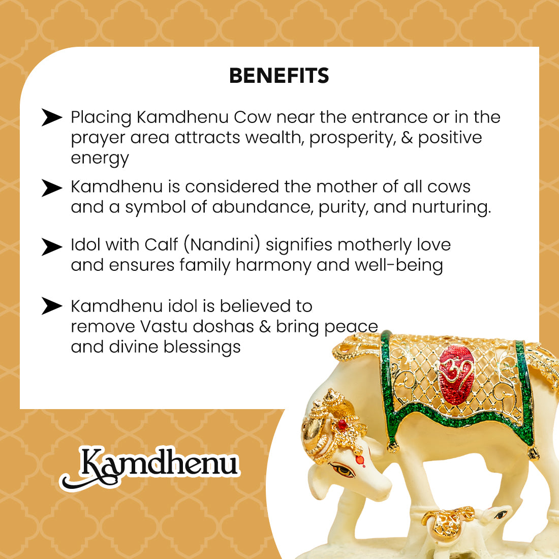 24K Gold Plated Kamdhenu Cow with Calf Idol with Gift Box for Housewarming, Wedding & Gifting