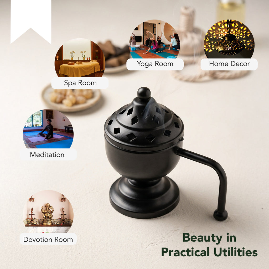 Metal Dhoop Dani for Home Pooja, Incense Burning & Spiritual Decor