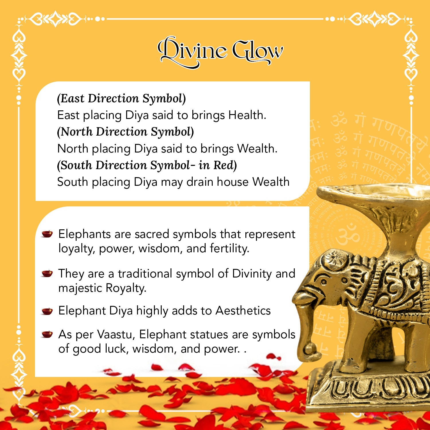 Pure Brass Elephant Diya for Pooja, Temple & Home Decor