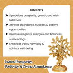 Brass Lord Krishna Idol with Kalpavriksha Tree & Flute Gift Box for Housewarming, Wedding & Gifting
