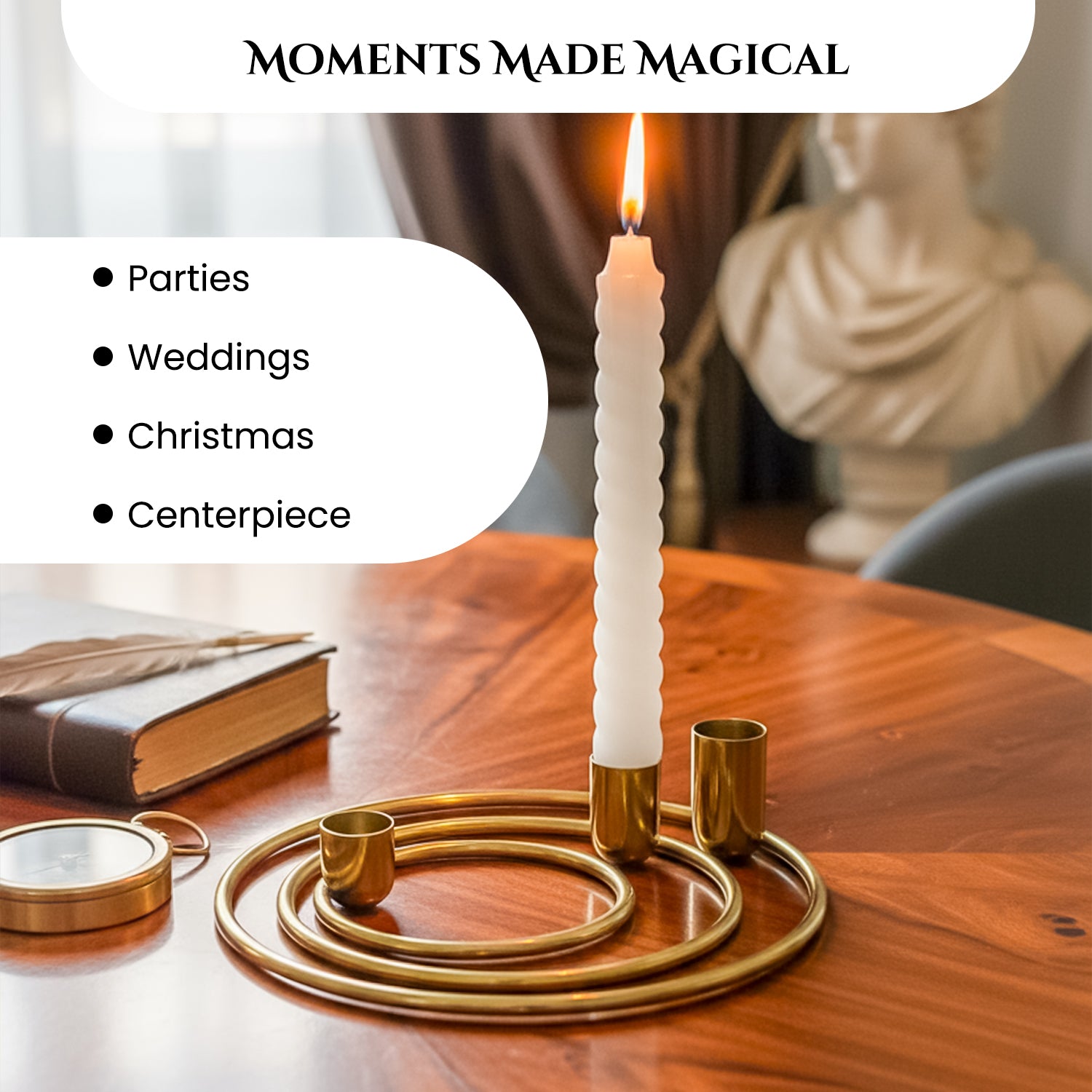 Metal Candle Holder Stand Set of 3 for Home Decor & Table Styling