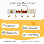 Wooden Wall Mounted Temple with Bells for Puja , Office & Home Decor