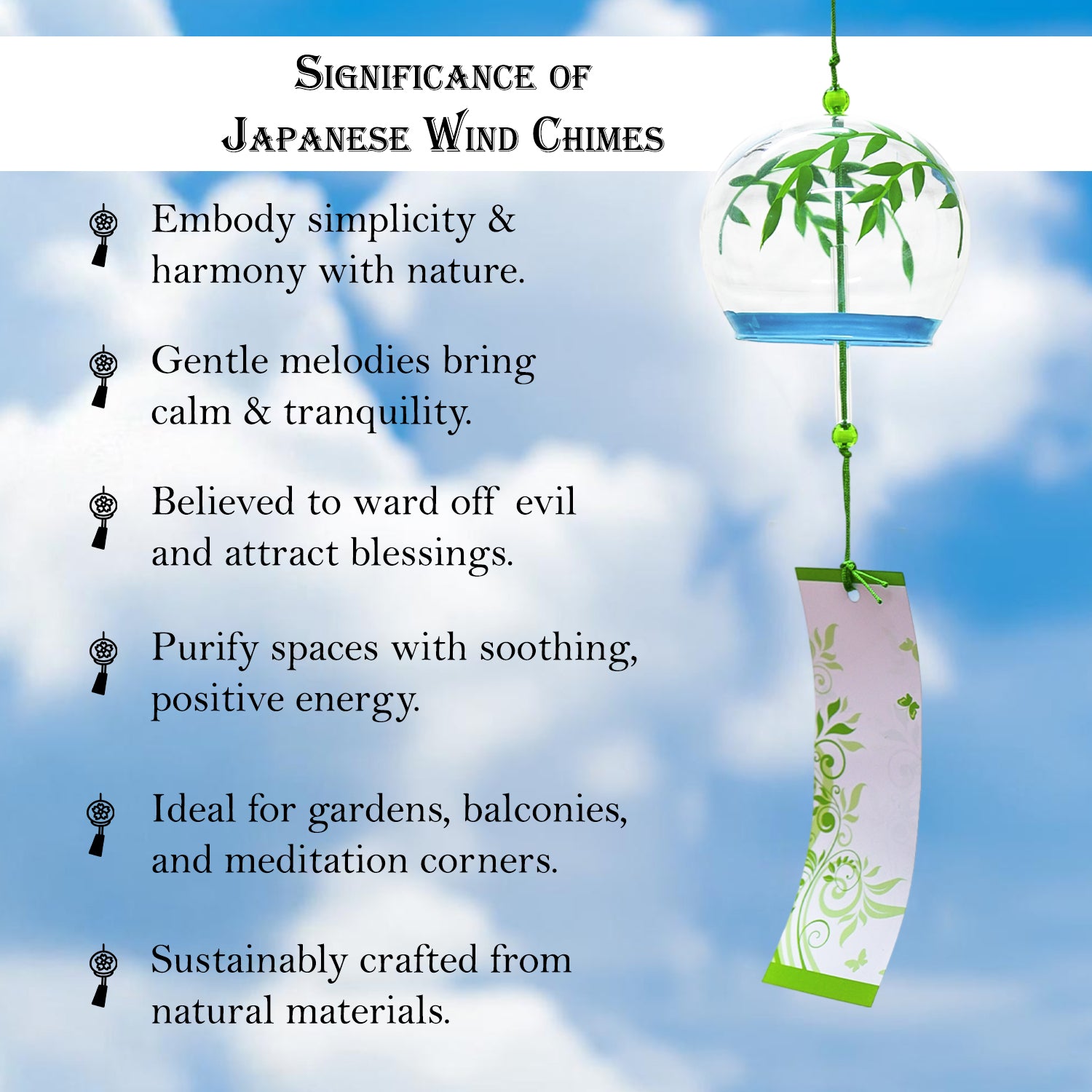 Glass Japanese Wind Chime for Home Decor & Living Room Decoration