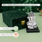 999 Silver Plated Ganesh Idol with Green Velvet Gift Box for Vastu , Housewarming & Wedding Gift