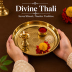 Brass Mandala Engraved Pooja Thali(7 inch) for Aarti, Pooja Rituals, Festive & Gifting