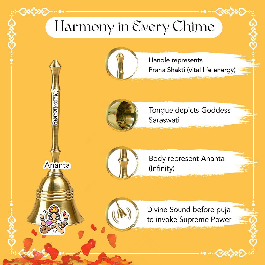 Pure Brass Bell for Home Pooja & Temple