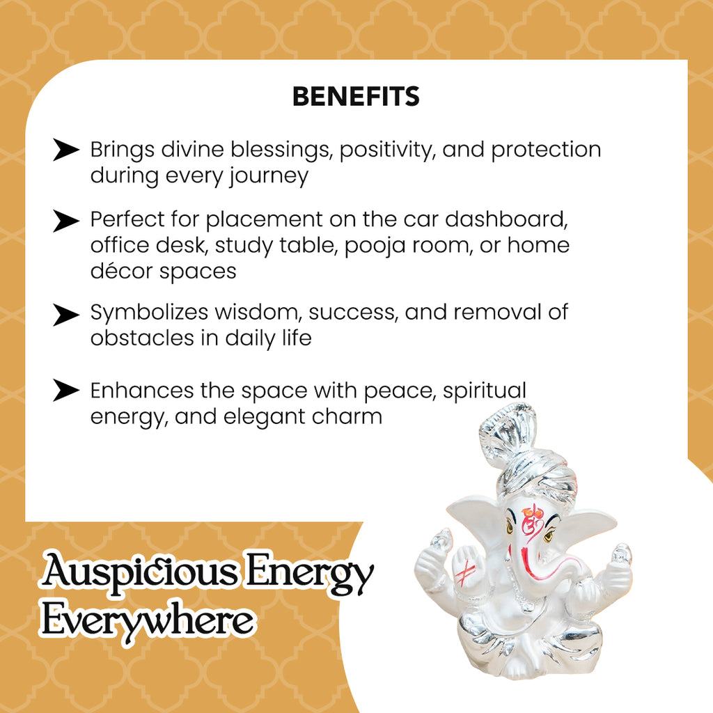 999 Silver Plated Ganesh Ganesha Idol with Gift Box for Housewarming, Wedding & Gifting