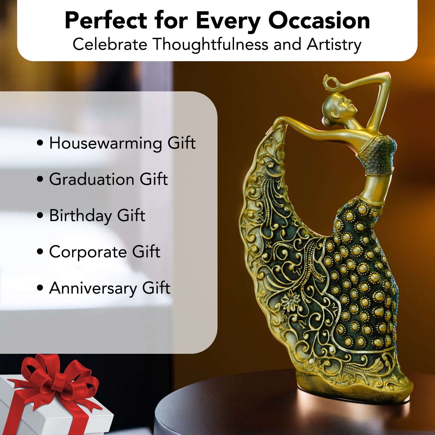 Ceramic Peacock Dancer Showpiece for Home Decor & Living Room