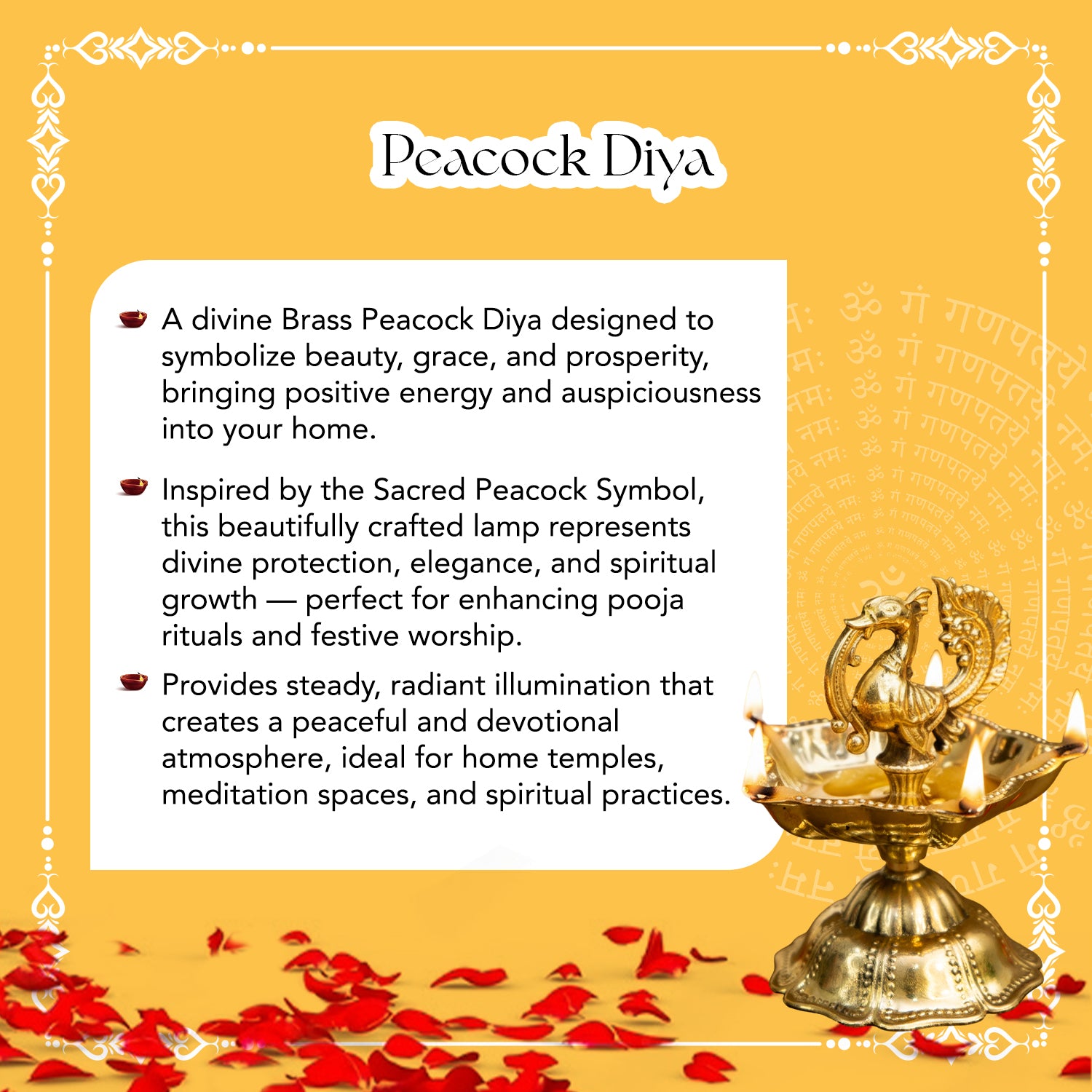 Brass Peacock Panchdeep Diya for Pooja & Home Decor