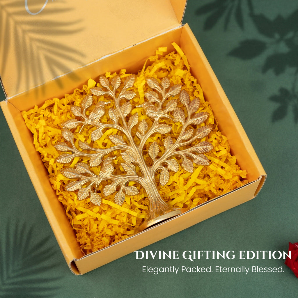 Brass Kalpavriksha Tree of Life Showpiece with Gift Box for Housewarming, Wedding & Gifting