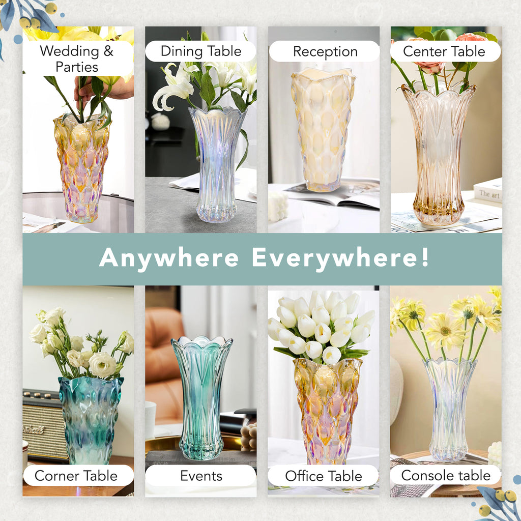 Crystal Glass Flower Vase for Home decor , Office & Premium Gift