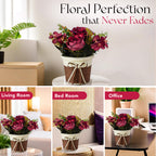 Artificial Rose Flower with Pot for Home Decor, Table Decor & Gifting