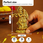 Brass Radha Krishna Idol with Velvet Gift Box for Housewarming, Wedding & Gifting