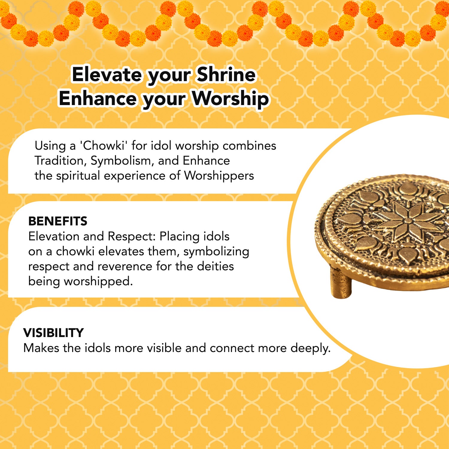 Brass Chowki for God Idols & Puja Decoration