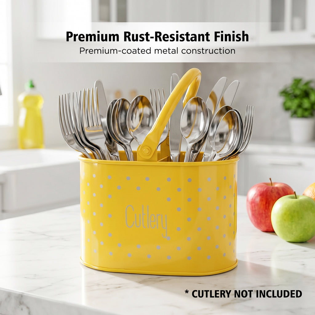 4 Compartment Metal Cutlery Holder with Handle