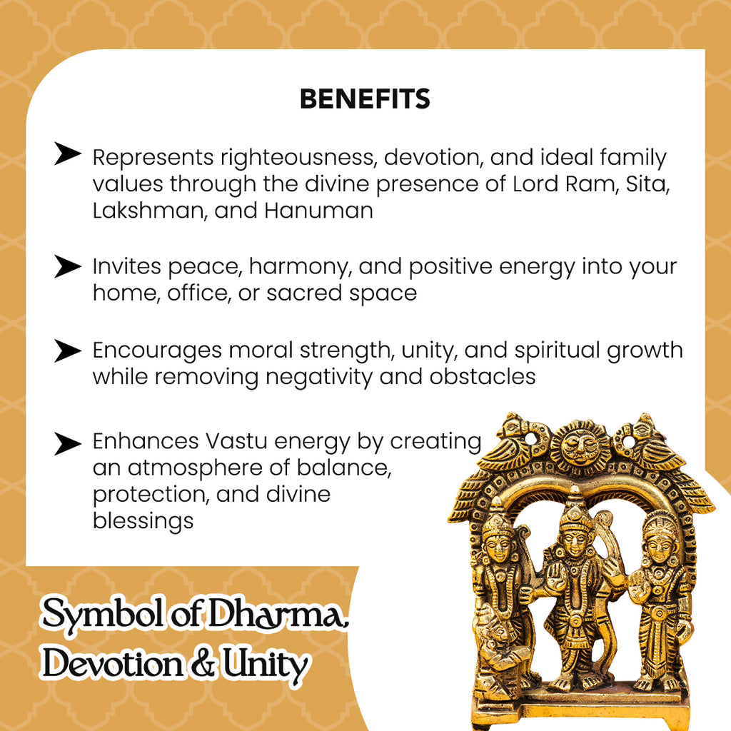 Brass Ram Darbar Idol with Gift Box for Housewarming, Wedding & Gifting