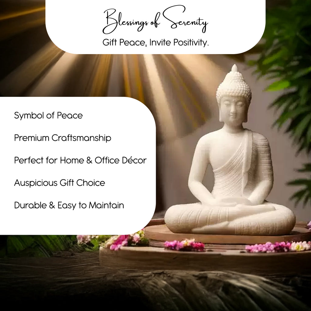 Resin Buddha Showpiece for Home Decor, Office Desk & Gifting