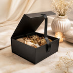 Black Foldable Multipurpose Empty Gift Hamper Box with Magnetic Closure & Ribbon (21.5 x 21 x 9.5 cm)