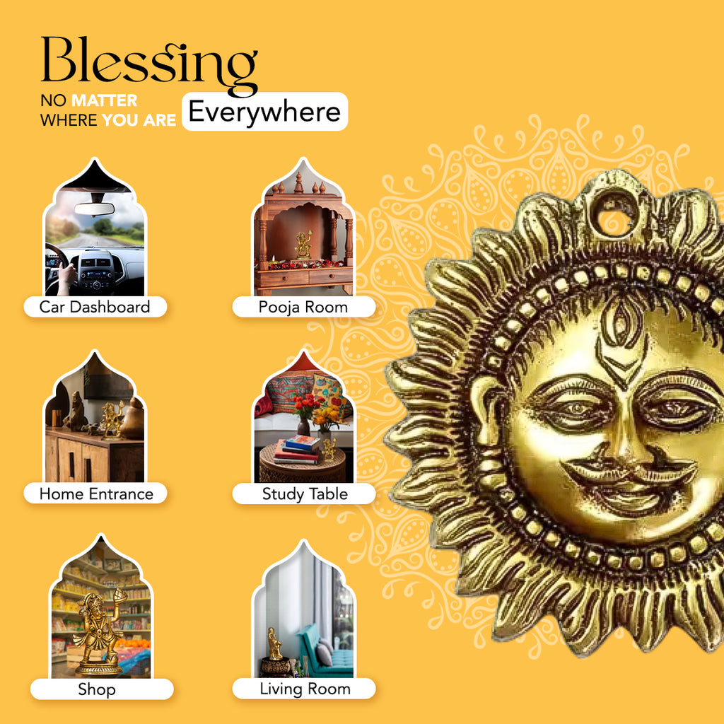 Brass Sun Face Wall Hanging Idol for Vastu  & Home Decor
