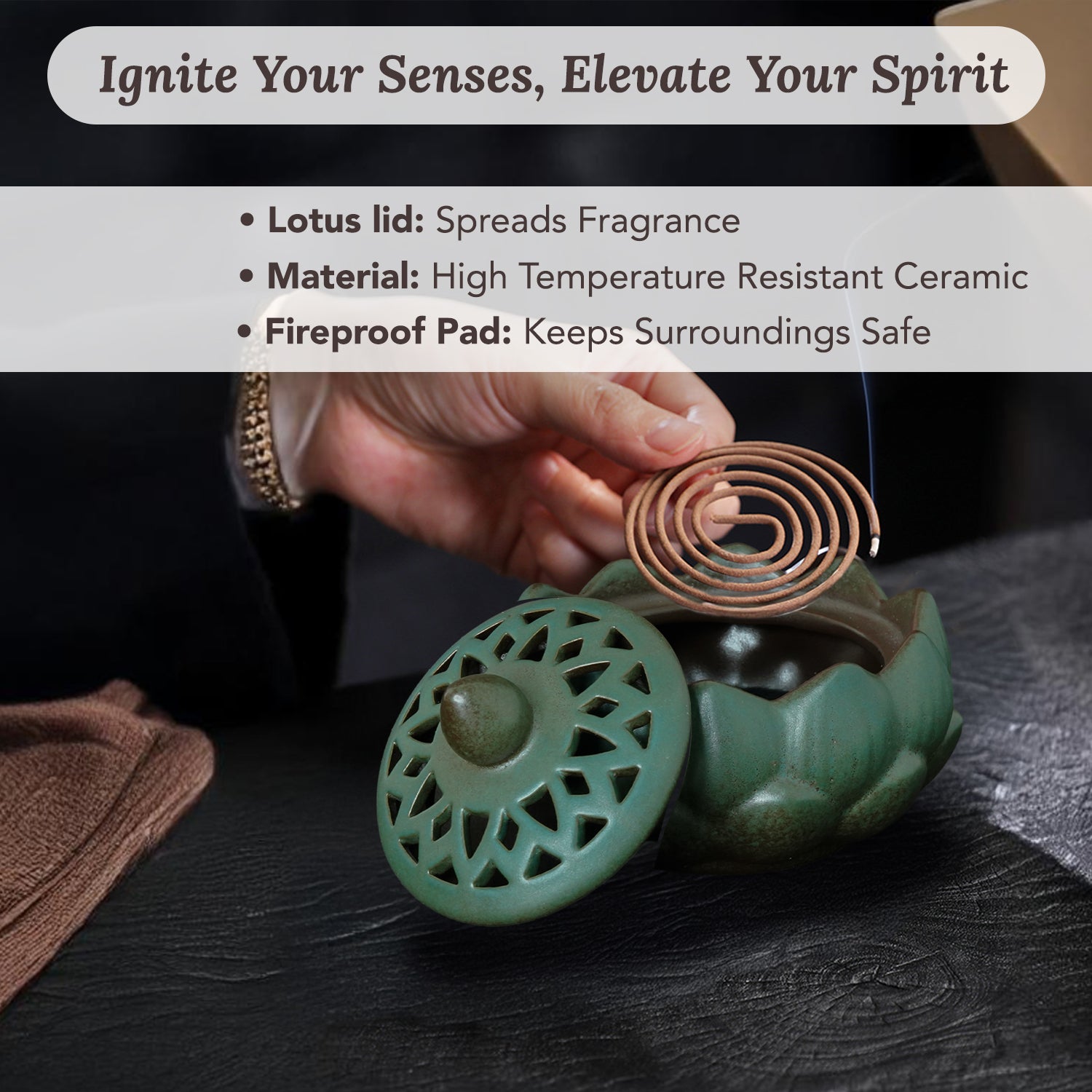 Ceramic Lotus Dhoop Dani for Home Decor & Pooja