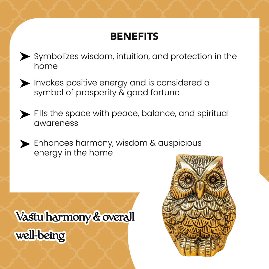 Brass Owl Showpiece with Gift Box for Housewarming, Wedding & Gifting