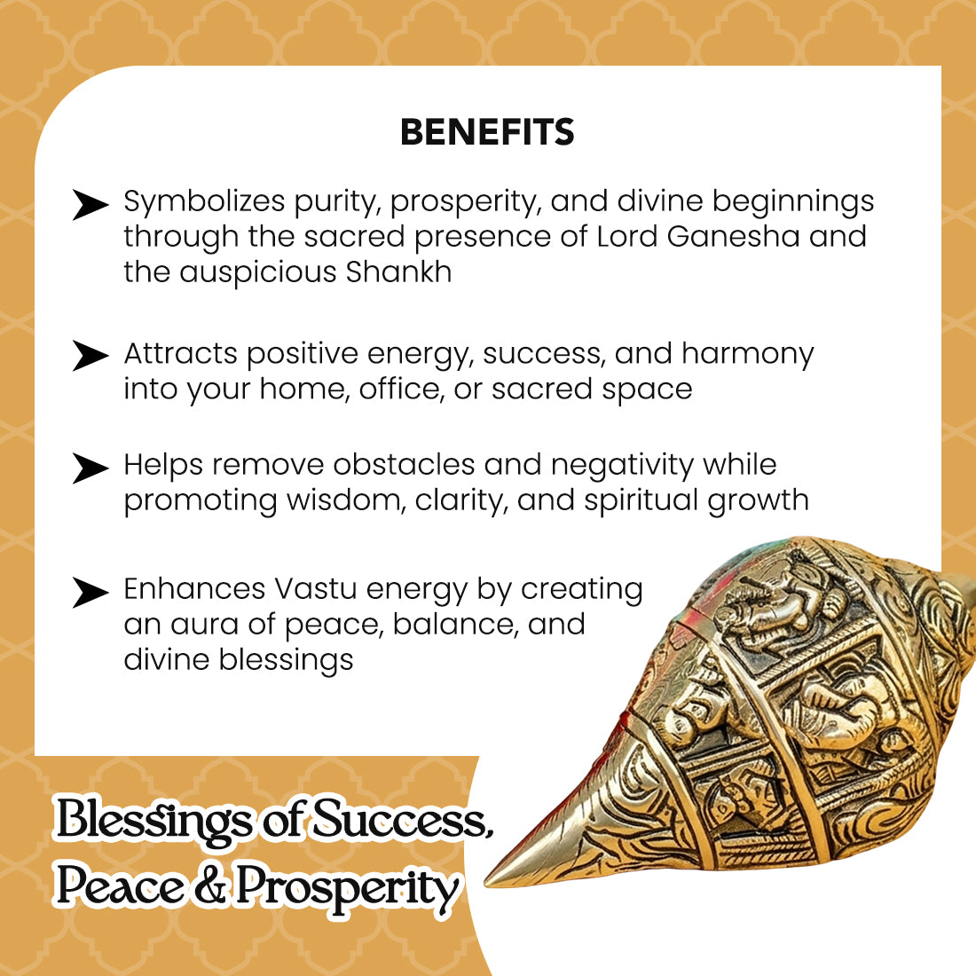 Brass Shankh Showpiece with Gift Box for Housewarming, Wedding & Gifting