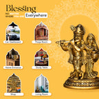 Brass Radha Krishna Idol for Pooja, Home Decor & Spiritual Gifting (Size -12.8cm )