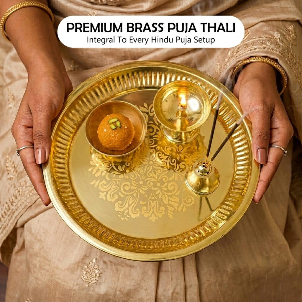 Brass Pooja Thali Set for Festival, Home & Temple