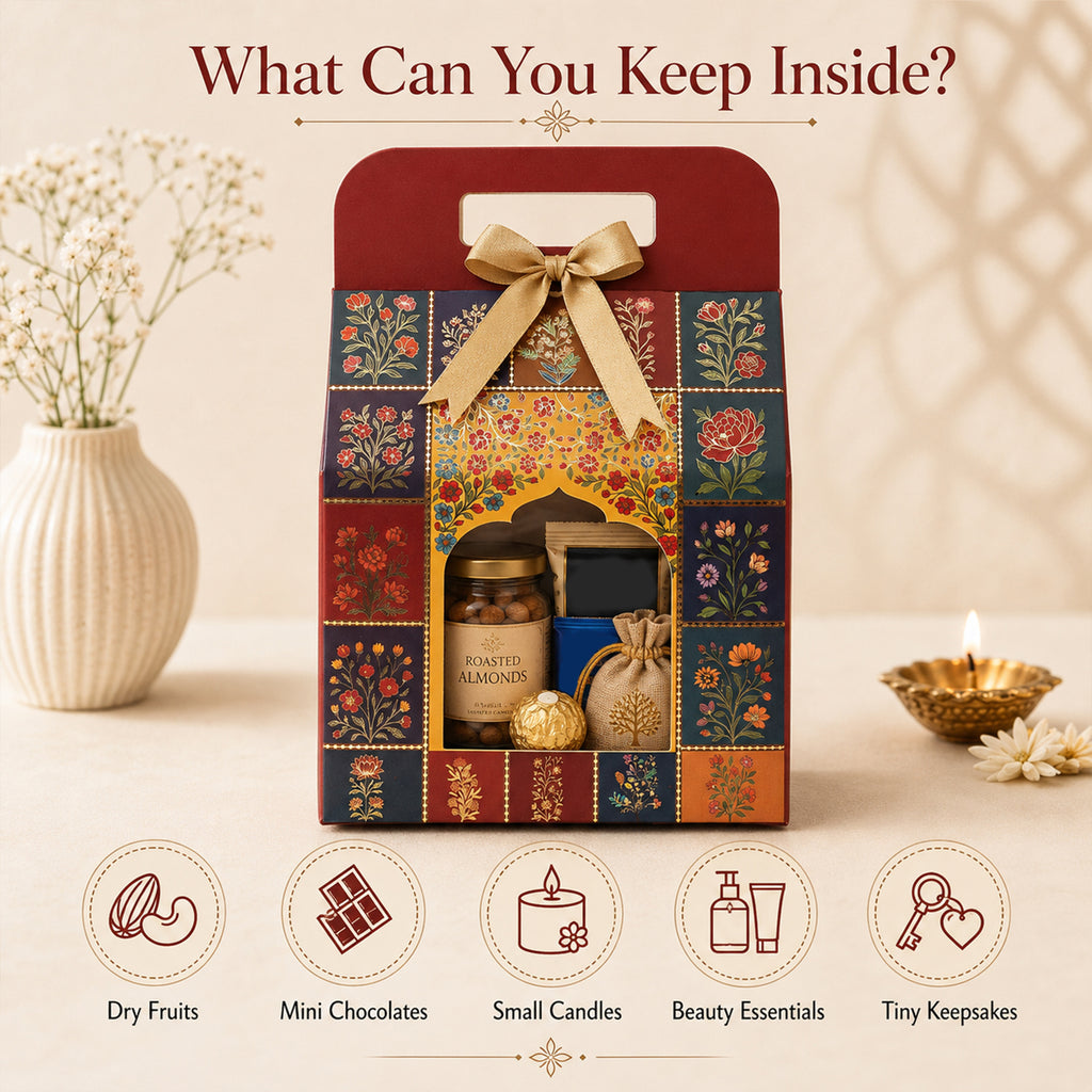 Traditional Multipurpose Foldable Gift Hamper Box Set of 2 (20.5 x 10 x 31 cm)