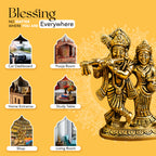 Brass Radha Krishna Idol (Size: 10.6 cm) for Pooja Room, Home Decor & Spiritual Gifting