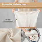 Bamboo Leaf Design Foldable Laundry Basket with Lid for Storage & Organization