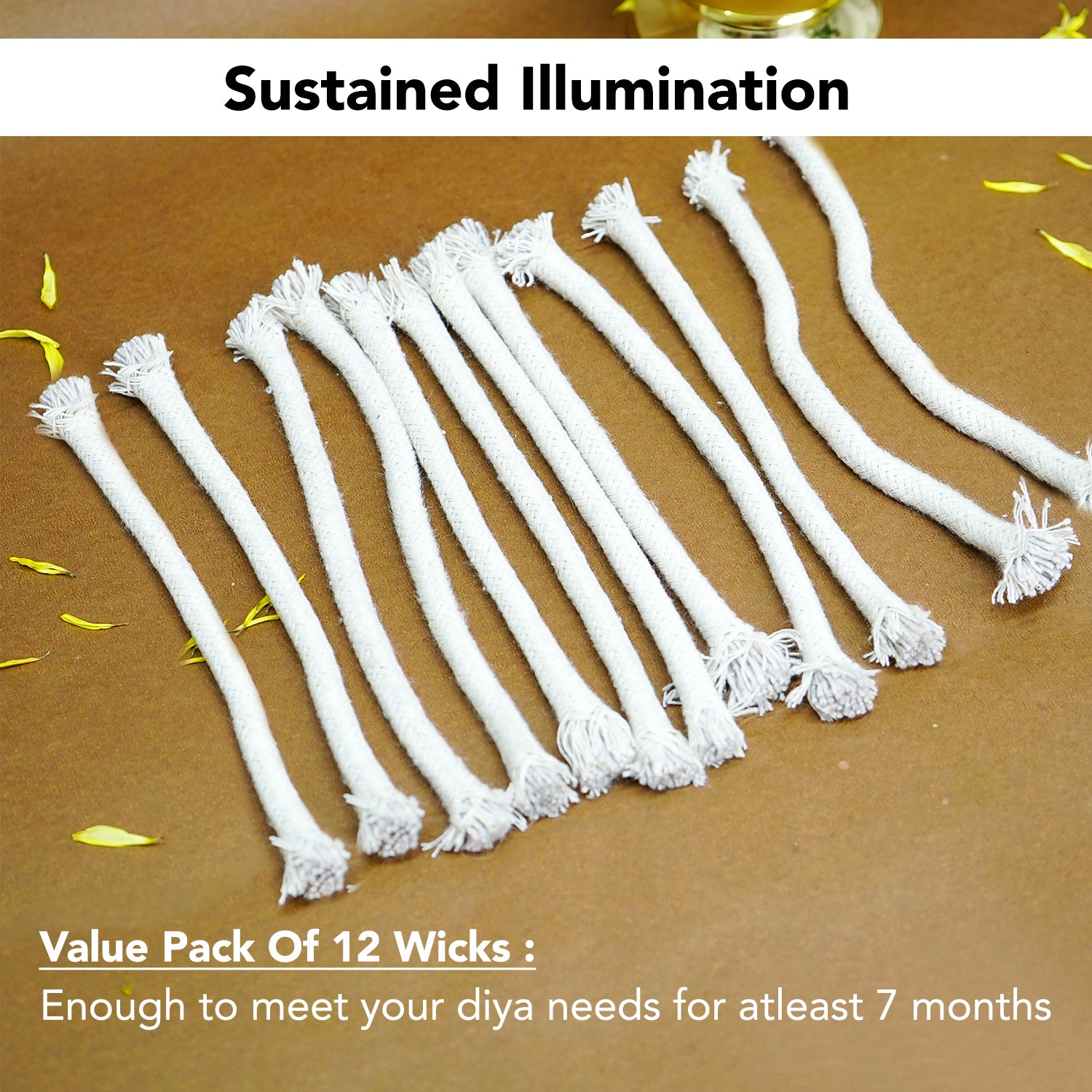 Cotton Wicks(15 cm) for Akhand Diya & Daily Puja(Pack of 12)