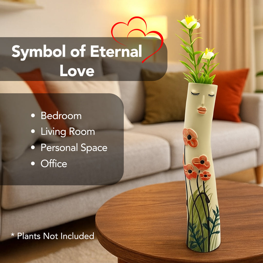 Resin Quirky Face Flower Vase for Home Decor, Office Desk, Living Room & Gifting