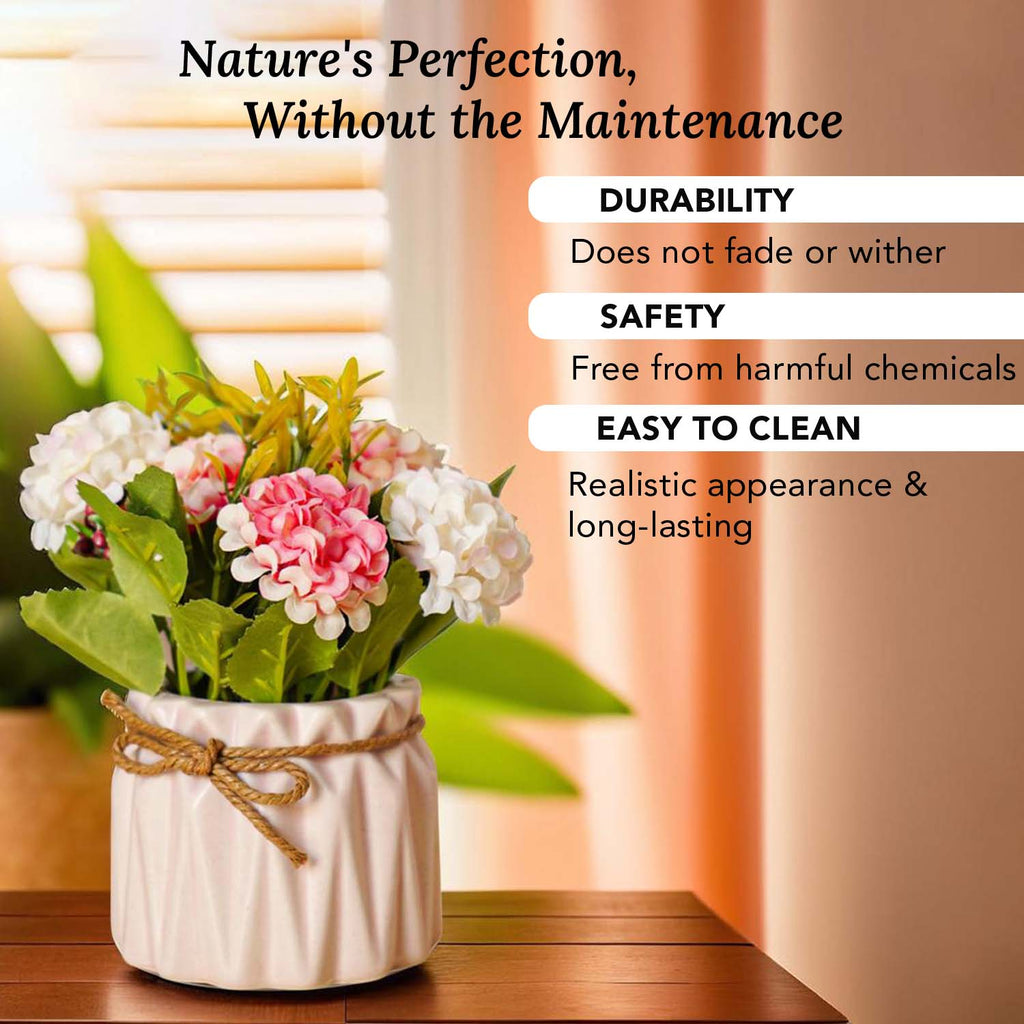 Chrysanthemum Artificial Flowers with Ceramic Vase for Home Decor , Office & Table Decoration