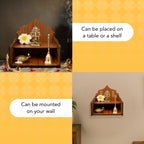 Wooden Wall Mounted Temple with Bells for Puja , Office & Home Decor