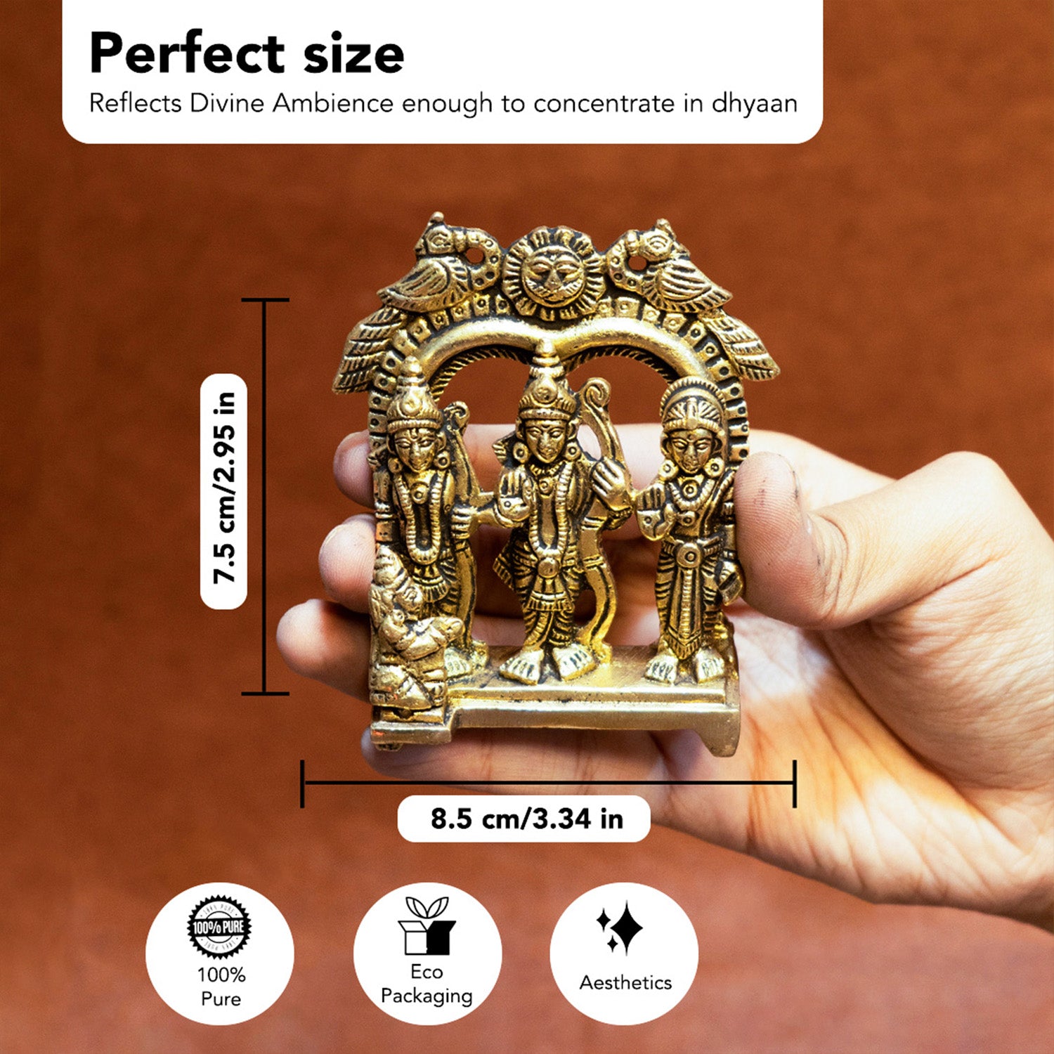 Brass Ram Darbar Murti Idol with Velvet Gift Box for Housewarming, Wedding & Gifting