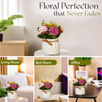 Ceramic Chrysanthemum Artificial Flower Vase for Home Decor & Table Decoration