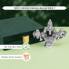 999 Silver Plated Tirupati Balaji Venkateshwara Idol with Green Velvet Gift Box for Vastu, Housewarming & Wedding Gifting