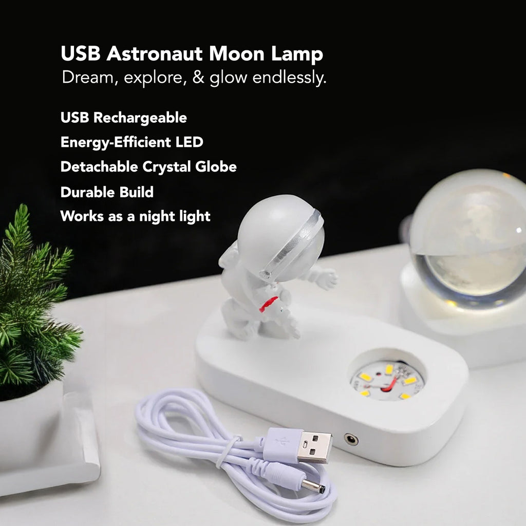 Astronaut Crystal Ball Night Lamp Showpiece for Bedroom and Desk Decor