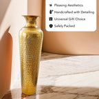 Golden Metal Vase for Home Decor, Living Room & Gifting