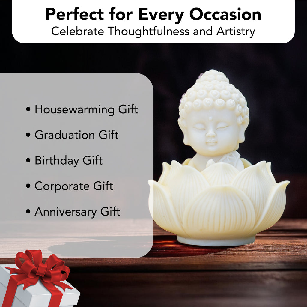 Resin Buddha with Lotus Showpiece for Home Decor & Gifting